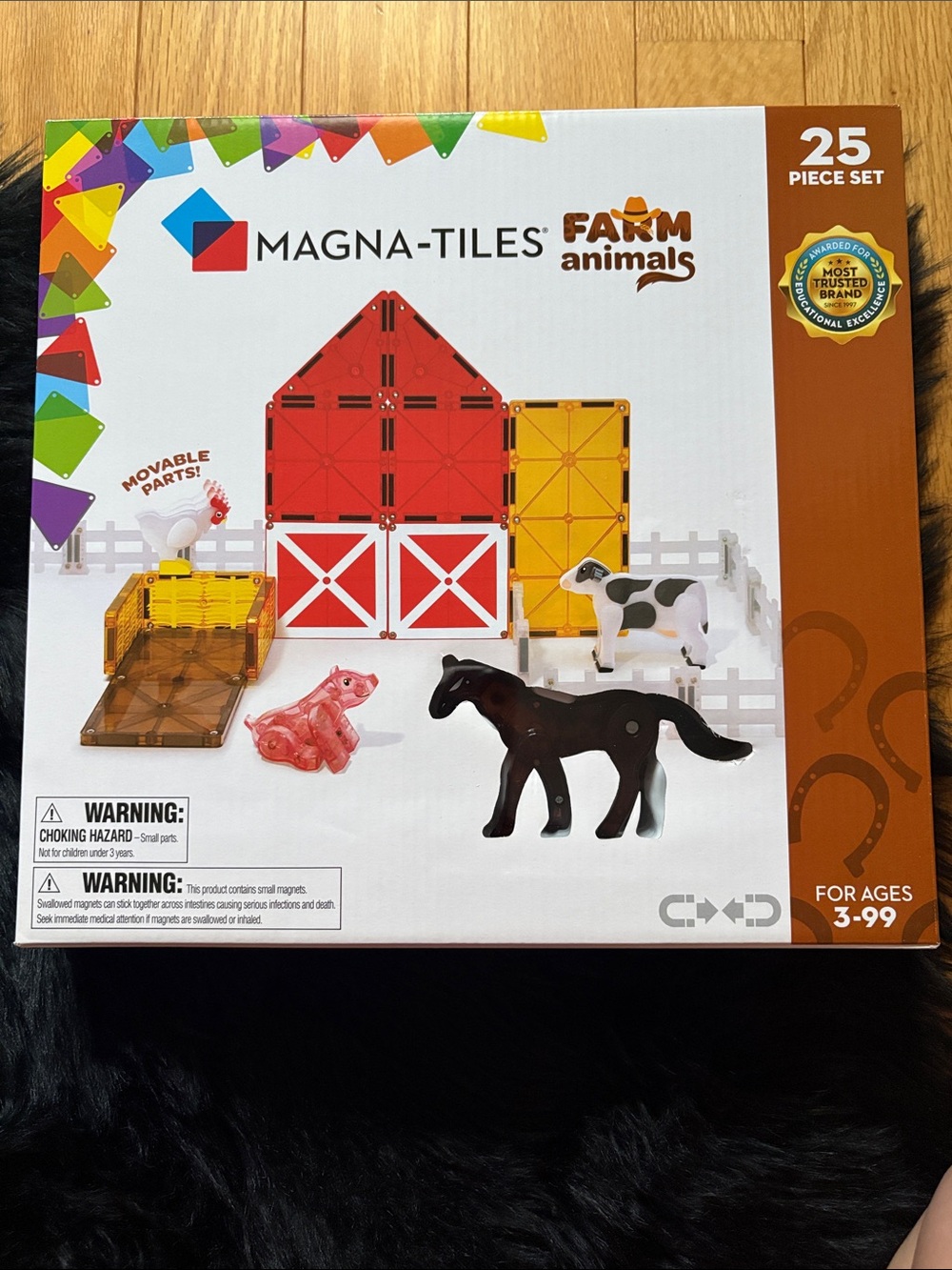 Magna-Tiles Farm Animals 25-Piece Building Set - Red & Yellow